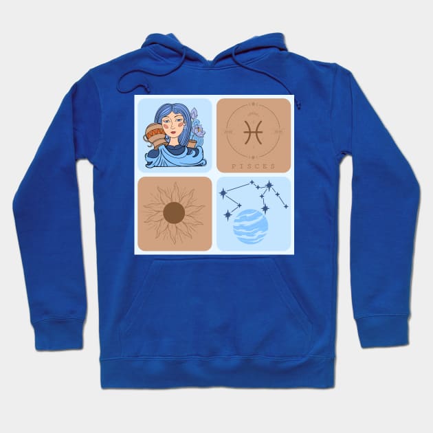 Hand Drawn Pattern Aquarius Zodiac Art Hoodie by i am Cuta